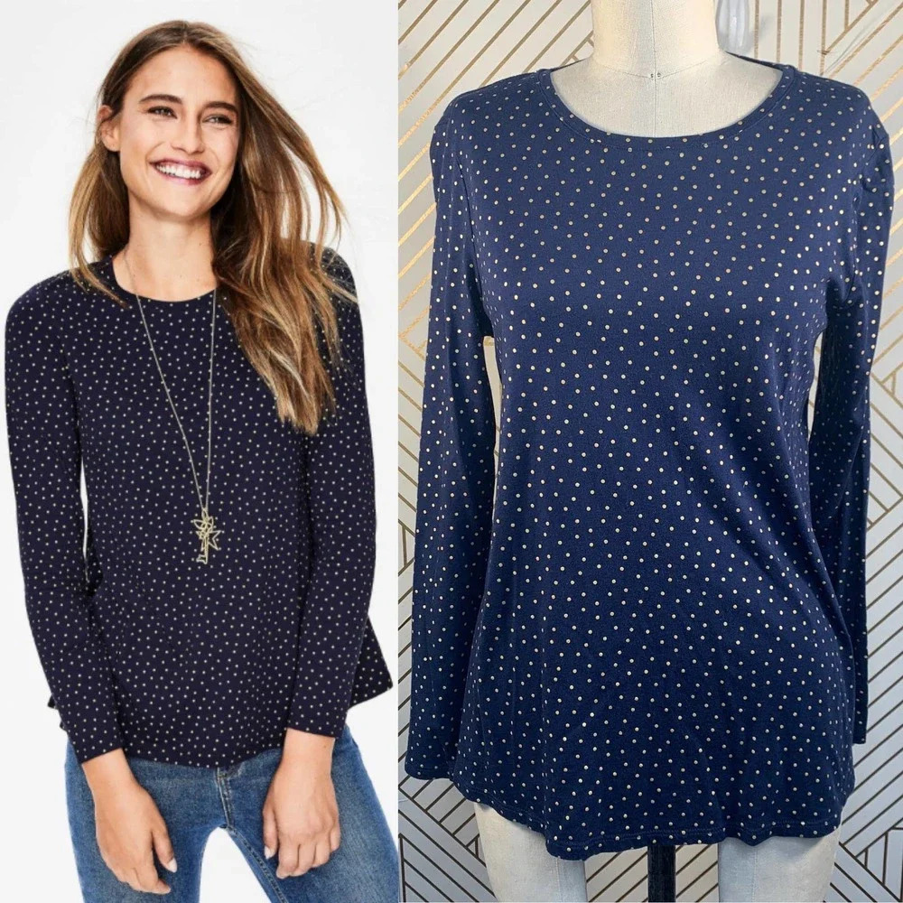 Boden Sabrina Swing Top‎ Navy Blue Glitter Dot